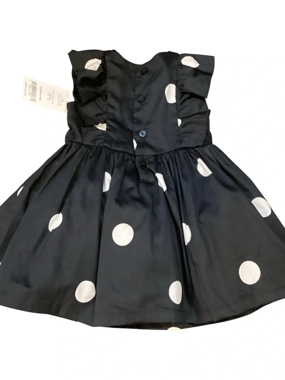 Carter’s Baby‎ Girl Black White Polka Dot Ruffle Sleeve Dress 6M NWT